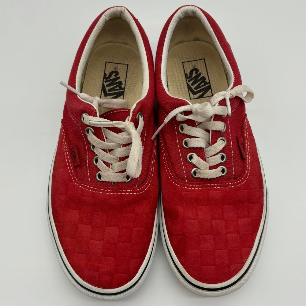 Vans Era Red Woven Canvas Low Top Sneakers US Mens 8 Womens‎ 9.5 Skater
